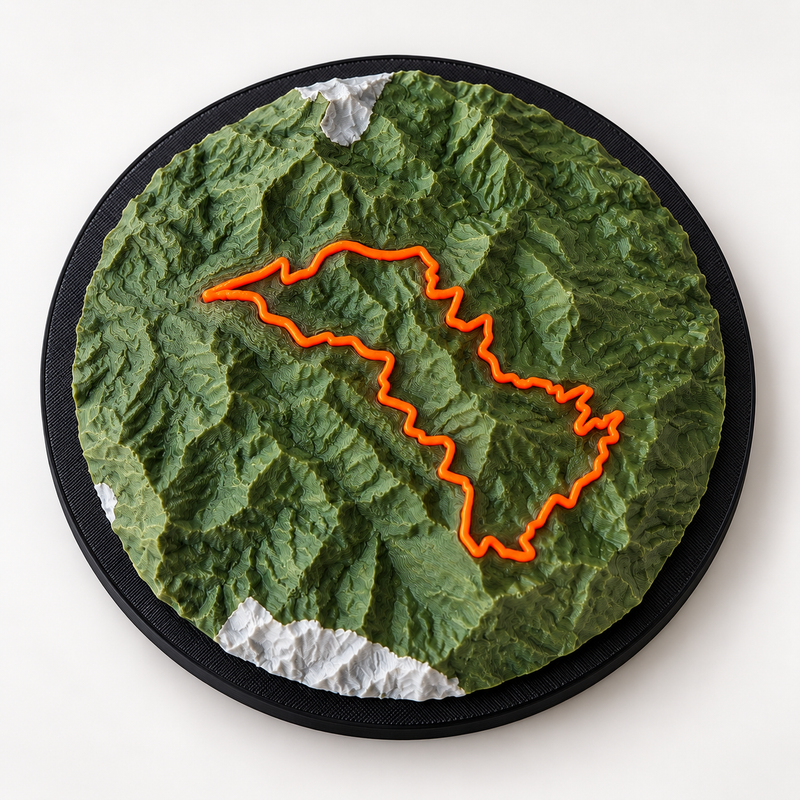 Mapa 3D Personalizado de Carrera con Relieve Ruta GPX 13 cm, Circular; presentación del producto.